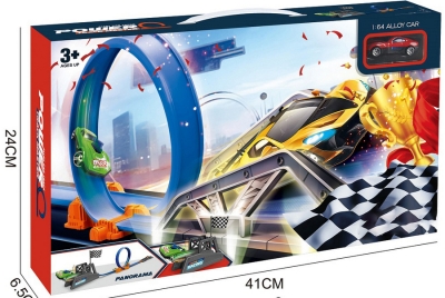 Писта с Изстрелвачка и Метална Количка Готова за Игра 104×21×13 см Кутия 41×24×7 см